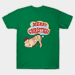 Downward Dog With Christmas Lights T-Shirt